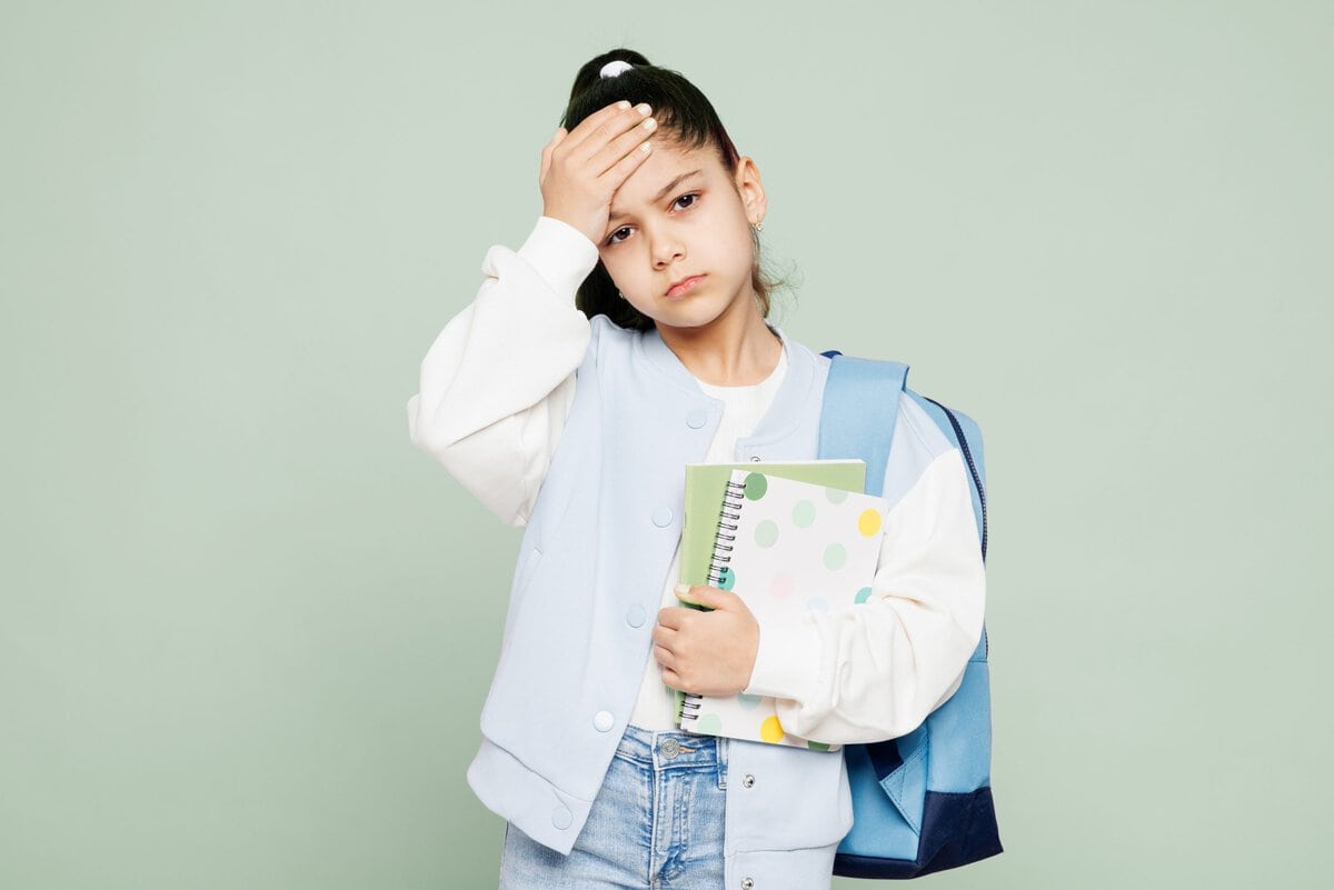 Young,Sick,Ill,Tired,School,Girl,8-9,Years,Old,Wear